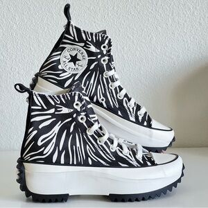 Converse Run Star Hike Hi Platform 'Animalier' Zebra Black White Stripes Sz 6.5